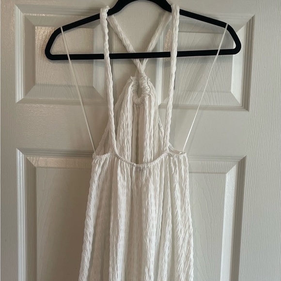 NWT ZARA White Textured Halter Keyhole Dress - Picture 9 of 12